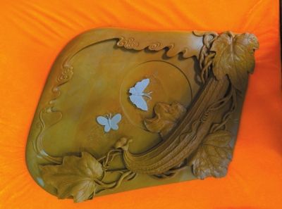 “盛清气象”松花石砚收藏品展展出的一方松花砚。京华时报记者潘之望摄