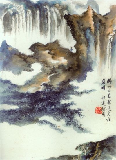 野竹飞泉诗意图   38.3厘米×27.5厘米 徐邦达