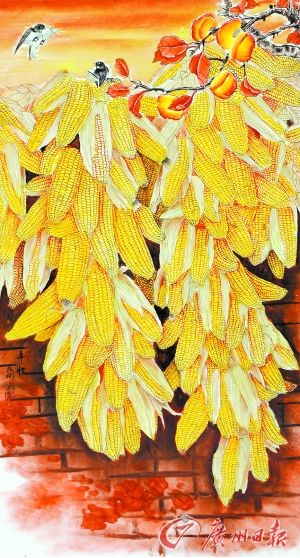张为彬作品 瓷板釉上彩《丰收》