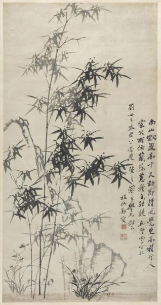 郑板桥（1693-1765）《竹石兰蕙图》