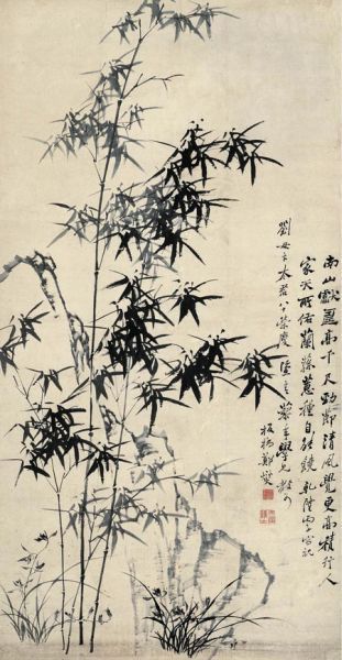 郑板桥（1693-1765）《竹石兰蕙图》