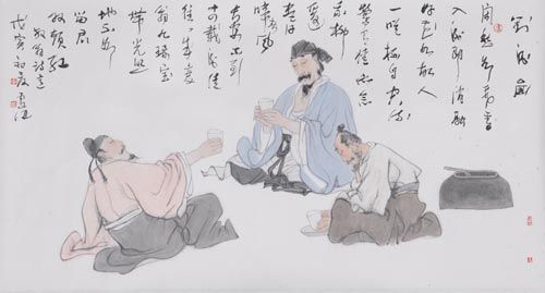 卢沉《对饮图》