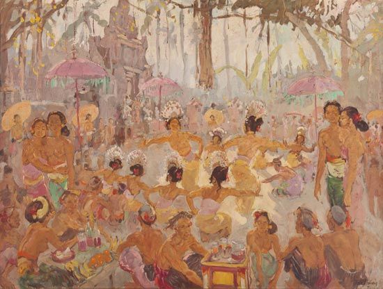 勒迈耶 (比利时，1880-1958)《?厘庙会》以770万港币/989450美元的高价成交。