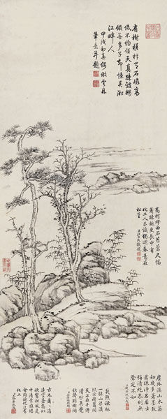 乾隆 仿倪瓒山水 立轴 水墨纸本  