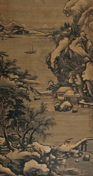 谢时臣《江雪晚归》
