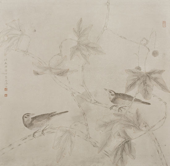王法《梧桐双栖》