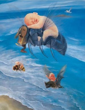 方力钧丝网版画《无题》