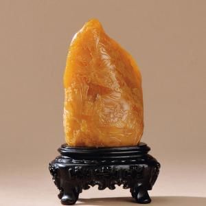 林文举 松下品茗薄意摆件 H：7.7cm，95g