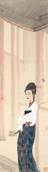 傅抱石《春词》