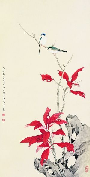黄君璧 红叶双禽