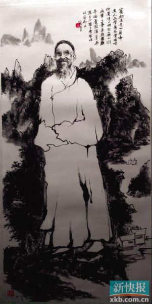 朱绍正作品《黄宾虹画像》。