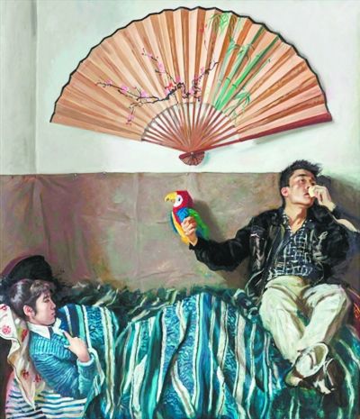 赵半狄创作于上世纪80年代末的《鹦鹉和扇子》。