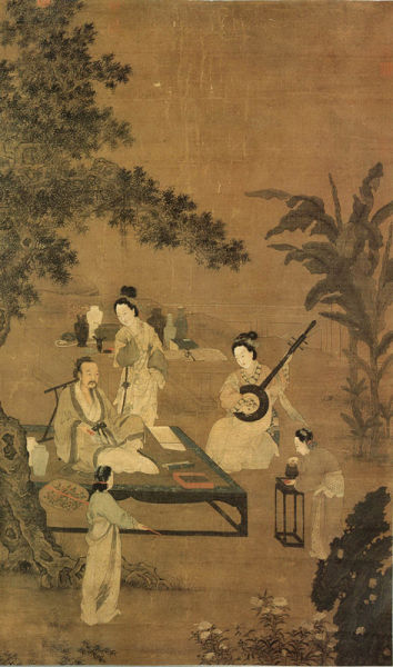 宋 李嵩绘《听阮图》（台北“故宫博物院”藏）