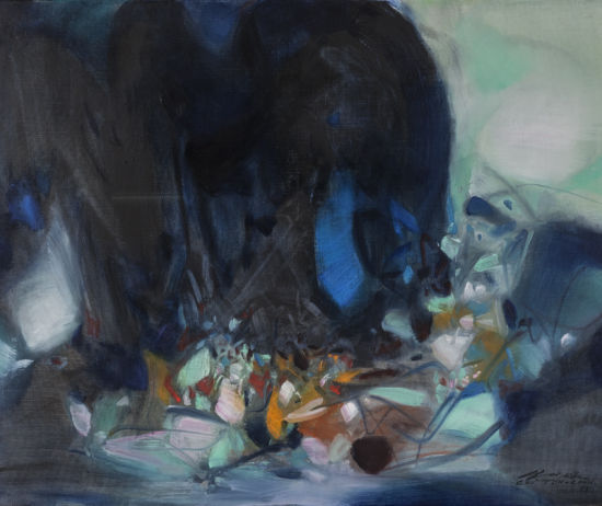 朱德群，《侵?》，1995，布面油?，65×80cm。Chu+Teh-Chun，+Er...