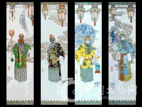 作者：方复 古彩瓷画 三国演义（刘备、关羽、张飞、诸葛亮）