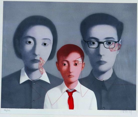 张晓刚《一家人》 版画 57×72cm