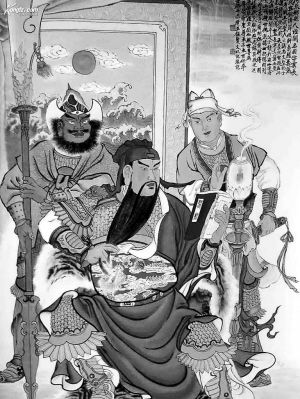 国内知名邮票设计家设计的关公夜读春秋邮票，描述了一段难忘的历史。　　图片来源：中国极限集邮网 