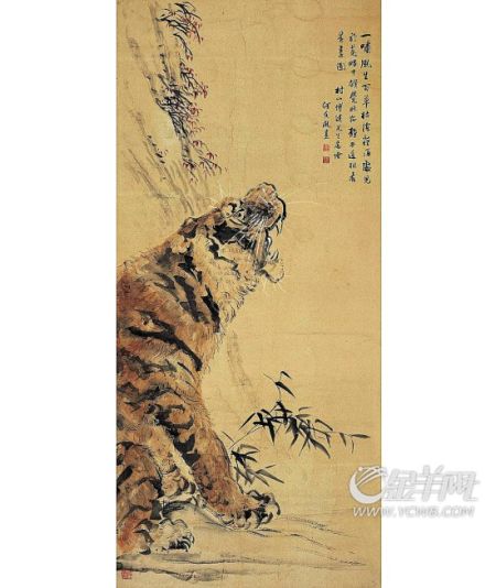 何香凝《虎啸生风图》2011年12月拍出13.8万元。
