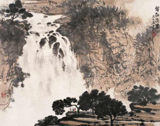 傅抱石《镜泊飞泉》