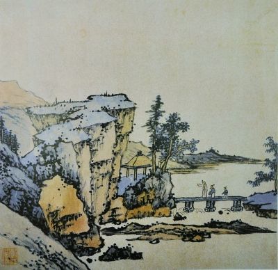 山水册之三（国画） 明代 渐江