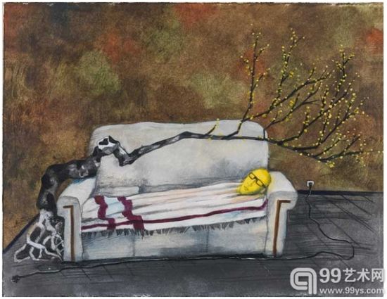 张晓刚作品 《书的囚徒 No.5， 2014》（The Prisoner of Book No.5， 2014）