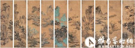 蓝瑛 《西湖十景屏》 设色绢本立轴