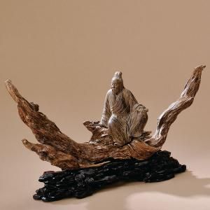 佘国平 古木高士图　规格：14×28.3×7.6cm，232g