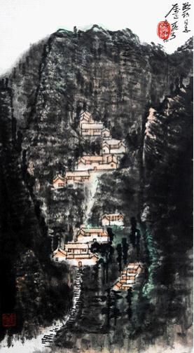 李可染山居图