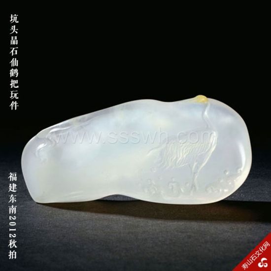 坑头晶石仙鹤把玩件