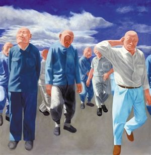 尤伦斯收藏的方力钧作品《系列二（之四）》在2014香港苏富比秋拍中以5200万港元落槌。（苏富比供图）
