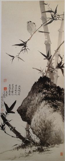 江寒汀《竹鸟图》（局部）